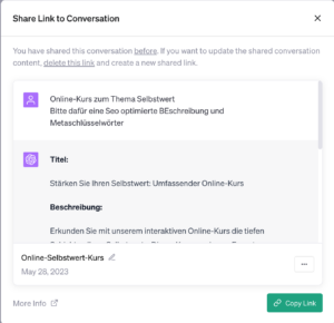 Shared Links bei ChatGPT